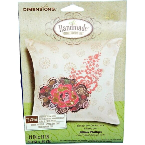 Cross Stitch Kit Dimensions Handmade 2011 Embroidery Rose Patch Pillow Cover - Picture 1 of 8